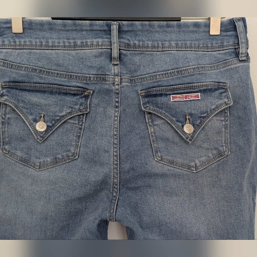 Hudson EUC women's Icey Blue Mid Rise Straight Leg Jeans Size 10 L 28" - Picture 3 of 13